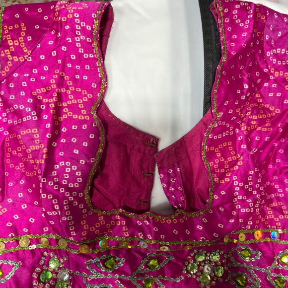 Elegant Pink and Green Lehenga - Picture 8 of 15